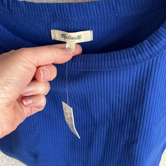 Madewell The Tailored Crop Tank in Sleekhold Size Large Pure Blue - Picture 4 of 10